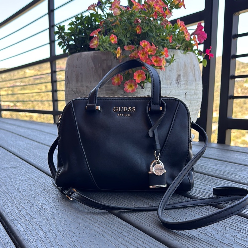 Guess Black Crossbody Bag with Silver Hardware